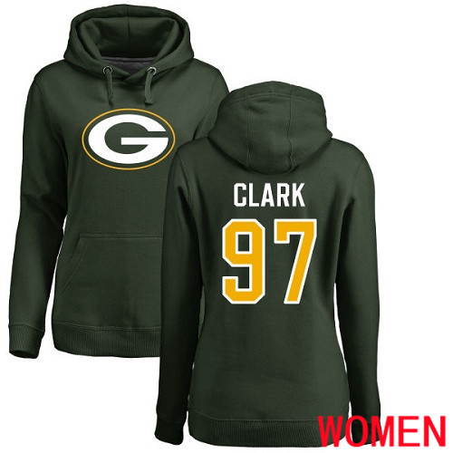 Green Bay Packers Green Women #97 Clark Kenny Name And Number Logo Nike NFL Pullover Hoodie Sweatshirts